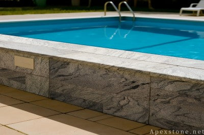white Granite half coping pool
