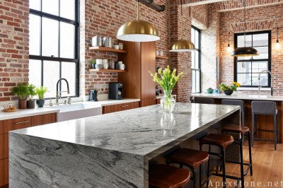 Leathered Wisconsin White Granite benchtops