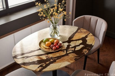 with storage brown Quartzite coffee table