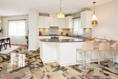 polished Woodstone Quartzite mosaic tiles