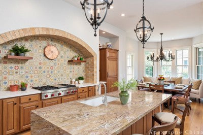 Waterfall Yabo Gold Marble island countertops