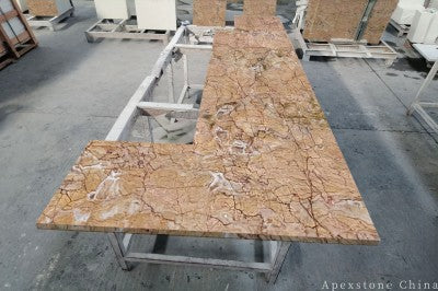Waterfall Yabo Gold Marble island countertops