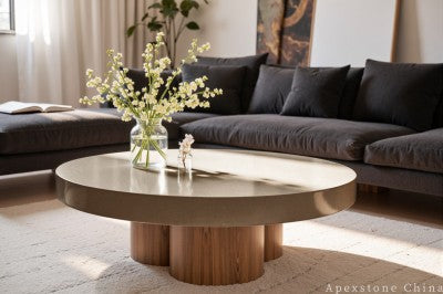 with storage grey Limestone coffee table