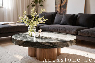 pedestal black Marble coffee table