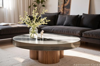 with drawer blue Marble coffee table