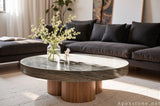 pedestal grey Quartzite coffee table