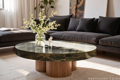 circle green Marble coffee table