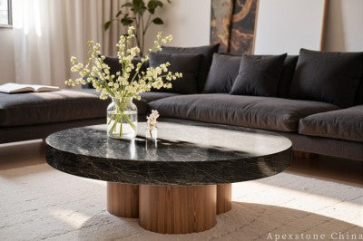 pedestal grey Marble coffee table