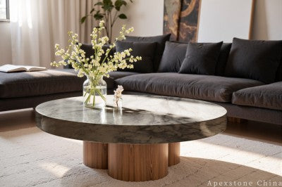 large white Quartzite coffee table