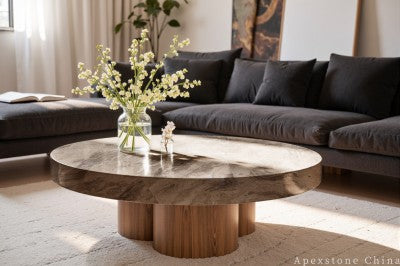 narrow grey Marble coffee table