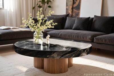 square black Marble coffee table