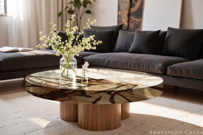 with storage brown Quartzite coffee table