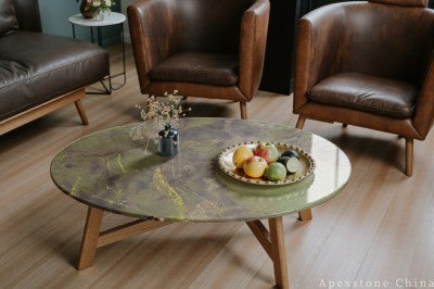 oval green Marble cocktail table