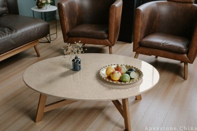 modern grey Limestone cocktail table
