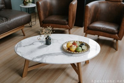 mid century white Marble cocktail table