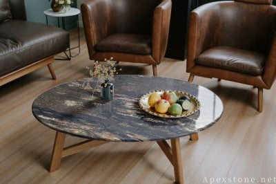 round black Granite cocktail table
