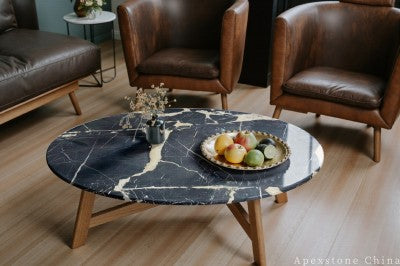 round black Marble cocktail table