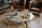 round blue Granite cocktail table
