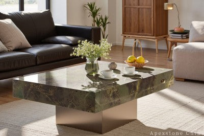 oval green Marble cocktail table