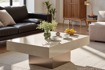modern grey Limestone cocktail table