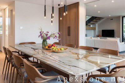counter height blue Quartzite dining table