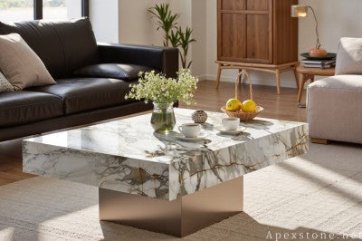 solid white Marble cocktail table