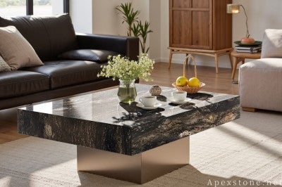 round black Granite cocktail table