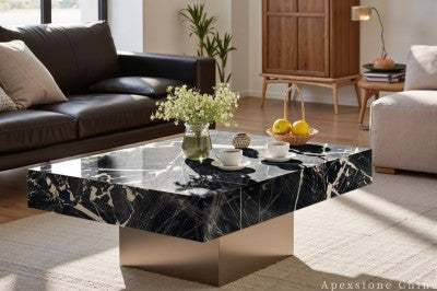 round black Marble cocktail table