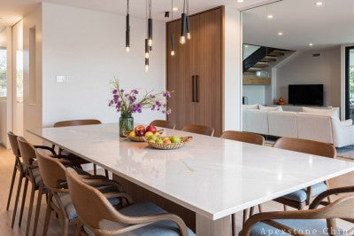 round grey quartz dining table