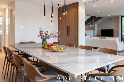 custom white Quartzite dining table