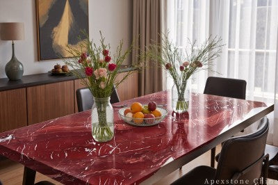 inlay red Marble dining table