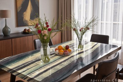 solid black Marble dining table