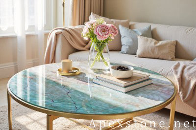 hexagon white Quartzite coffee table
