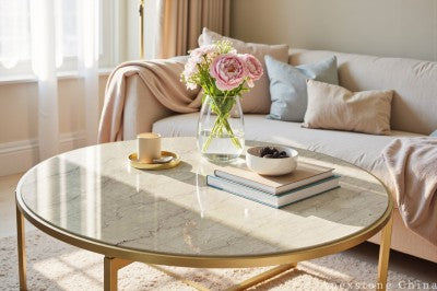 round beige Marble table tops