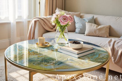 oval purple Quartzite coffee table