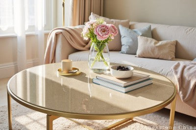 with storage grey Limestone coffee table