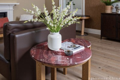 pedestal red Marble side table