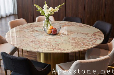 round cream Marble dining table