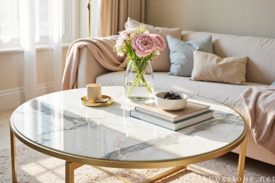 large white Marble coffee table