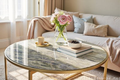 pedestal grey Quartzite coffee table