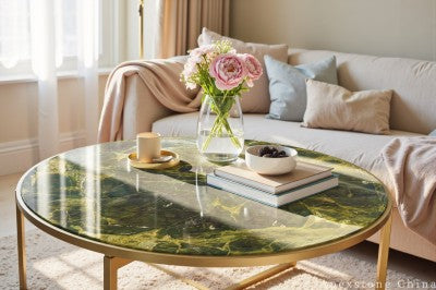 circle green Marble coffee table