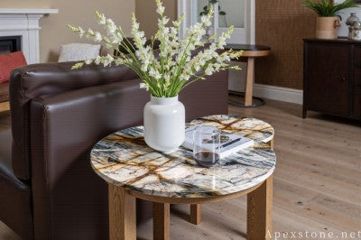 round white Granite side table