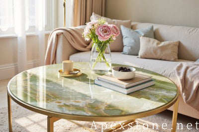 vintage green Onyx coffee table