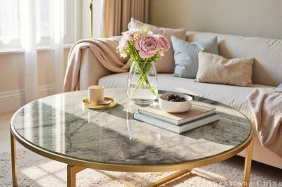 large white Quartzite coffee table
