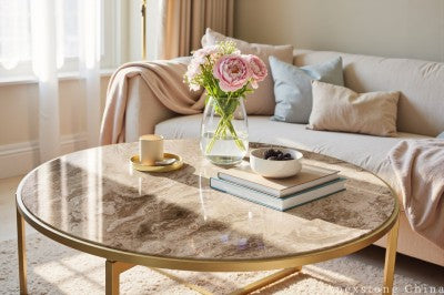 narrow grey Marble coffee table