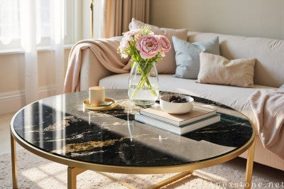 with drawer black Granite coffee table