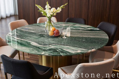 with drawer green Quartzite dining table