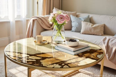with storage brown Quartzite coffee table