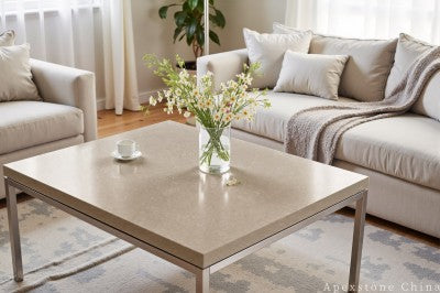 modern grey Limestone cocktail table