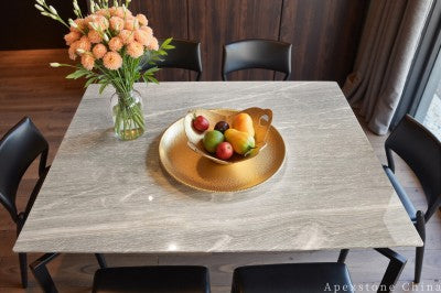 counter height blue Marble dining table
